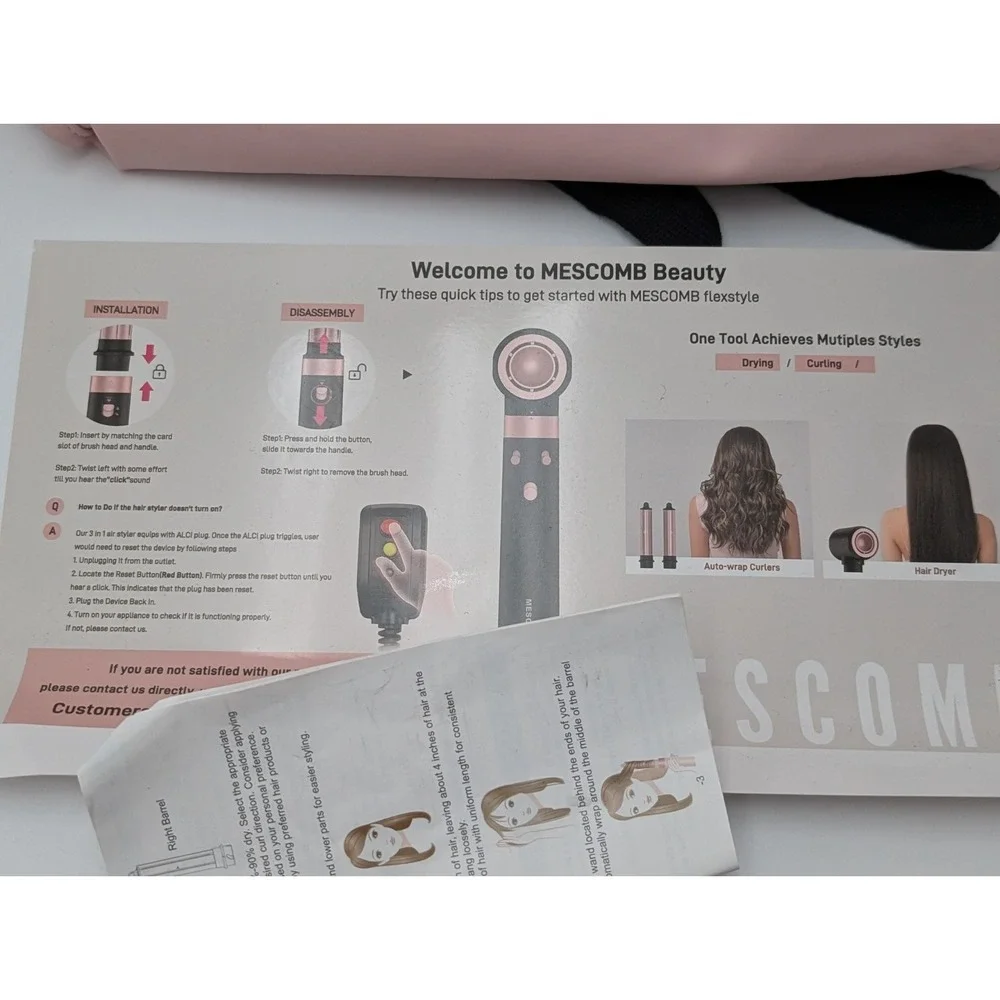 3 in 1 Air Styler with High-Speed Hair Dryer Brush & Air Curler for Curling, Neg